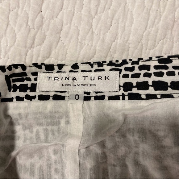 Trina Turk 100% Cotton Black and White Graphic Tiered Maxi Skirt - Picture 6 of 9